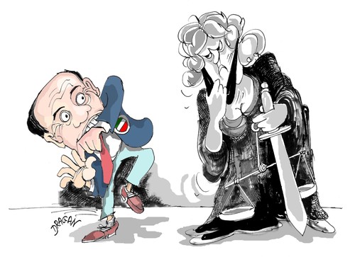 Cartoon: Justicia italiana-Berlusconi (medium) by Dragan tagged silvio,berlusconi,justicia,italia,politics