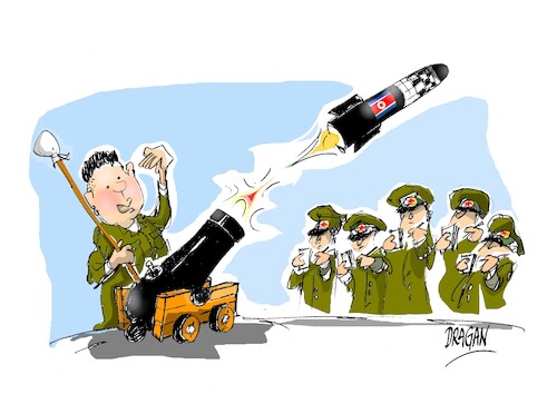 Cartoon: Kim Jong-un-Hwasong-17 (medium) by Dragan tagged kim,jong,un,hwasong,17,corea,del,norte