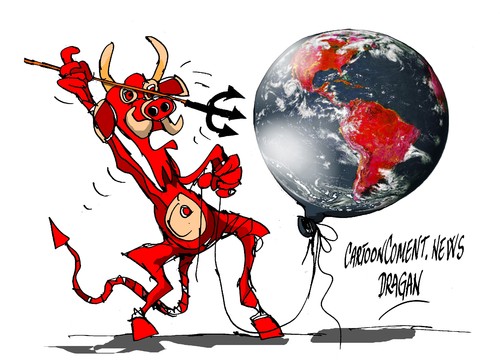 Cartoon: La Tierra-numeros rojos (medium) by Dragan tagged la,tierra,global,footprint,network,wwf,cartoon