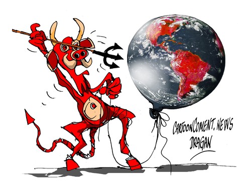 Cartoon: La Tierra-numeros rojos (medium) by Dragan tagged la,tierra,global,footprint,network,wwf,cartoon