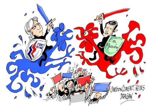 Cartoon: Macron y Le Pen (medium) by Dragan tagged macron,le,pen,francia,elecciones