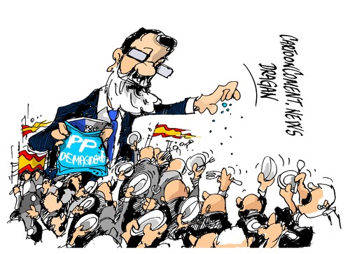 Cartoon: Mariano Rajoy-dando trigo (medium) by Dragan tagged mariano,rajoy,partido,popular,pp,espana,grecia,syriza,podemos,politcs,cartoon