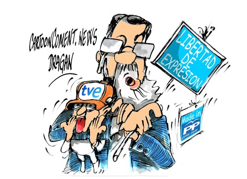 Cartoon: Mariano Rajoy-TVE-presiones (medium) by Dragan tagged mariano,rajoy,psoe,tve,coaccion,presion,libertad,de,expresion,cartoon