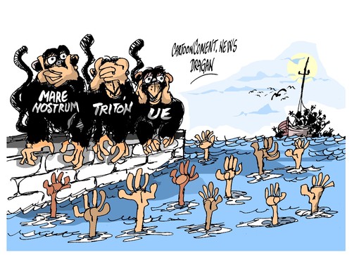 Cartoon: Medityerraneo-los responsables (medium) by Dragan tagged cartoon,politics,triton,pateras,nostrum,mare,inmigracion,responsables,los,medityerraneo