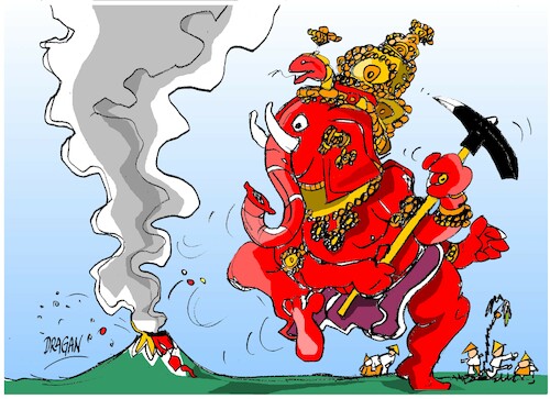 Cartoon: Monte Semeru-Shiva (medium) by Dragan tagged monte,semeru,shiva,indonezia,japon