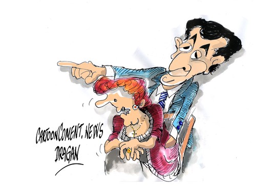 Cartoon: Nicolas Sarkozy Bettencourt (medium) by Dragan tagged nicolas,sarkozy,bettencourt,oreal,liliane,politics,cartoon