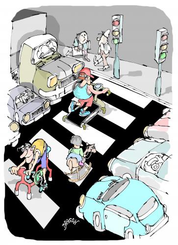 Cartoon: paso de zebra (medium) by Dragan tagged paso,de,zebra,caos,atasco