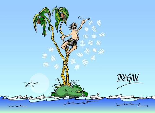 Cartoon: Selkirk-Robinson Crusoe (medium) by Dragan tagged alexander,selkirk,robinson,crusoe