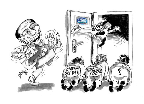 Cartoon: Silvio Berlusconi (medium) by Dragan tagged silvio,berlusconi,gianfranco,fini,pueblo,de,la,libertad,italia,roma,rai,il,giornale,politics,cartoon