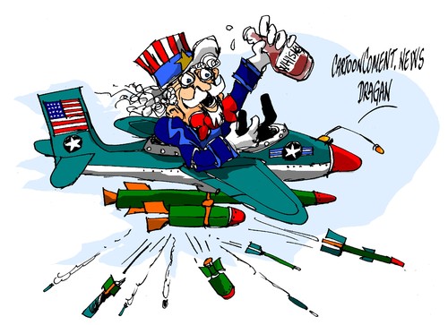 Cartoon: Tio Sam-ataque (medium) by Dragan tagged tio,sam,estados,unidos,eeuu,siria,yihadista,estado,islamico,raqa,ataque,politics,cartoon