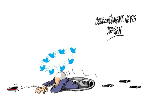 Cartoon: Twitter cumple 10 anos (medium) by Dragan tagged twitter,cumple,10,anos