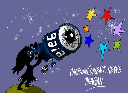 Cartoon: Union Europea-Gaia (medium) by Dragan tagged union,europea,ue,gaia,telescopio,espacio,soyuz,cohete,cartoon