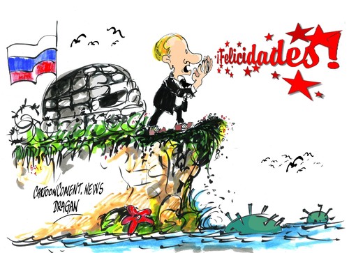 Cartoon: Vladimir Putin-felicidades (medium) by Dragan tagged vladimir,putin,barack,obama,elecciones,eeuu,felicidades,politics,cartoon