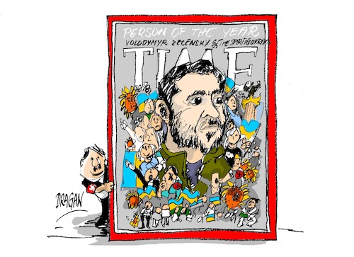 Cartoon: Volodimir Zelenski-TIME-2022 (medium) by Dragan tagged volodimir,zelenski,time,2022