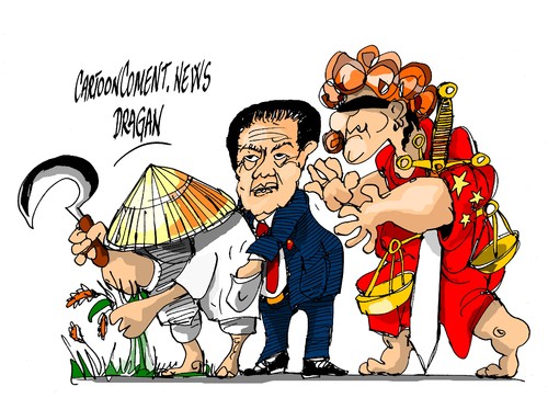 Cartoon: Zhou Yongkang-imputando (medium) by Dragan tagged zhou,yongkang,china,corupcion,abuso,de,poder,politics,cartoon