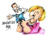 Cartoon: Angela Merkel-Mariano Rajoy (small) by Dragan tagged angela,merkel,mariano,rajoy,partido,popular,bucarest,politics,cartoon