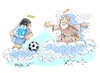 Cartoon: Diego Armando Maradona-Dios (small) by Dragan tagged diego,armando,maradona,mano,de,dios