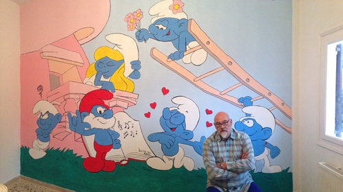 Cartoon: the smurfs in a kid room (medium) by johnxag tagged smurfs,johnxag