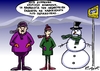 Cartoon: bus stop (small) by johnxag tagged bus stop weather snow snowman wait long johnxag