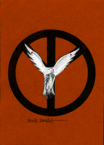 Cartoon: Peace (medium) by denizdokgoz tagged peace,war,peageon,emblem,of