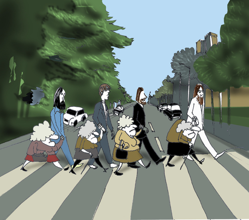 Cartoon: Abbey Road.. (medium) by berk-olgun tagged road,abbey,beatles