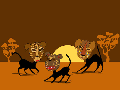 Cartoon: African Cat Masks... (medium) by berk-olgun tagged african,cat,masks