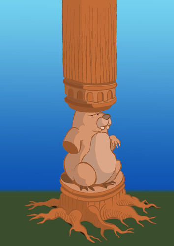 Cartoon: Ancient Beaver Architecture... (medium) by berk-olgun tagged ancient,beaver,architecture