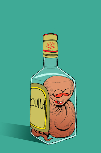 Cartoon: Bottoms Up... (medium) by berk-olgun tagged tequila