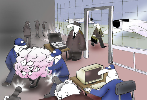 Cartoon: Brain Drain.. (medium) by berk-olgun tagged brain,drain