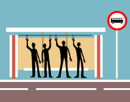 Cartoon: Bus Stop... (medium) by berk-olgun tagged bus,stop