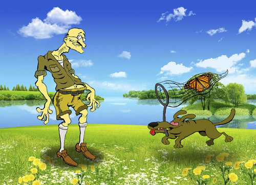 Cartoon: Butterfly Hunter... (medium) by berk-olgun tagged butterfly,hunter