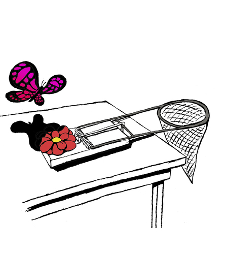 Cartoon: Butterflytrap... (medium) by berk-olgun tagged butterflytrap