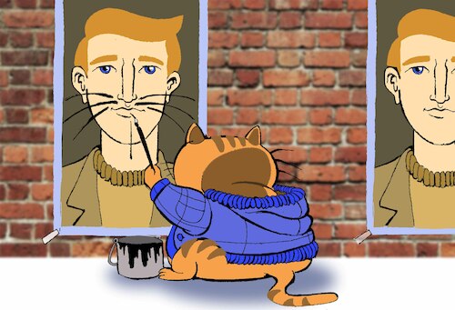 Cartoon: Cat Mustache... (medium) by berk-olgun tagged cat,mustache