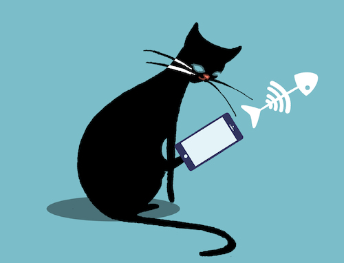 Cartoon: Cat Phone... (medium) by berk-olgun tagged cat,phone
