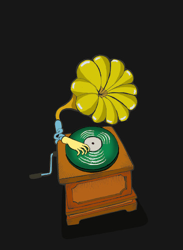 Cartoon: Chalkboard Gramophone... (medium) by berk-olgun tagged chalkboard,gramophone