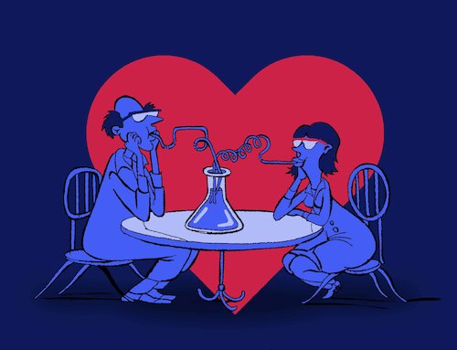 Cartoon: Chemist in Love... (medium) by berk-olgun tagged chemist,in,love