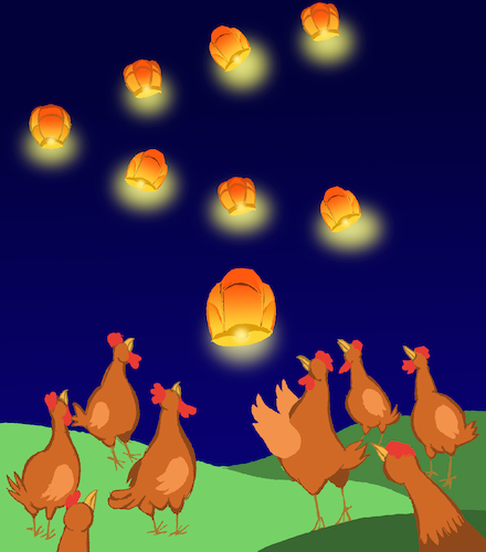 Cartoon: Desire to Fly... (medium) by berk-olgun tagged wish,lanterns
