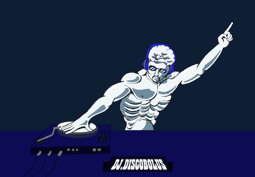 Cartoon: Dj Discobolus... (medium) by berk-olgun tagged dj,discobolus