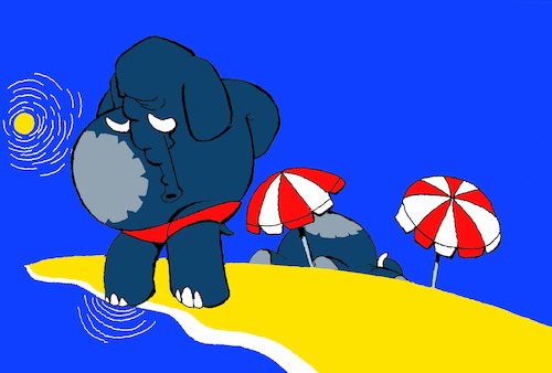 Cartoon: Elephant Beach... (medium) by berk-olgun tagged sunburn