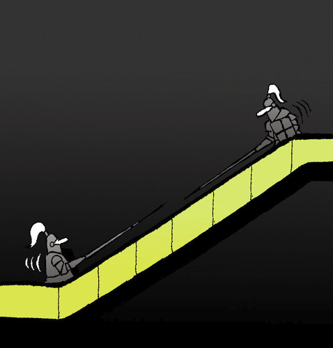 Cartoon: Escalator.. (medium) by berk-olgun tagged escalator