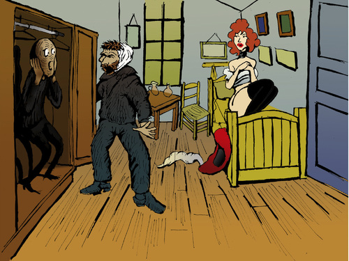 Cartoon: Gogh vs Munch vs Lautrec... (medium) by berk-olgun tagged gogh,vs,munch,lautrec