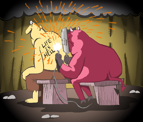 Cartoon: Hell Tattoo... (medium) by berk-olgun tagged hell,tattoo
