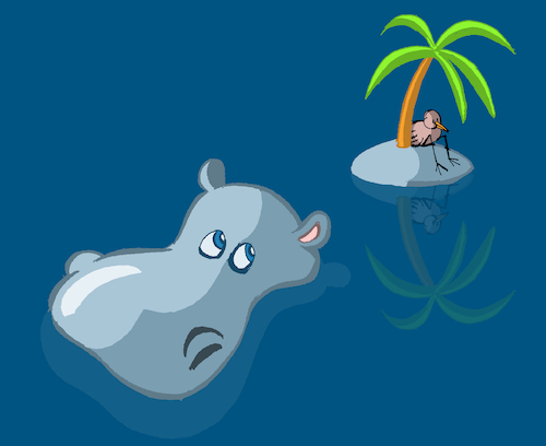 Cartoon: Hippo and Bird... (medium) by berk-olgun tagged hippo,and,bird