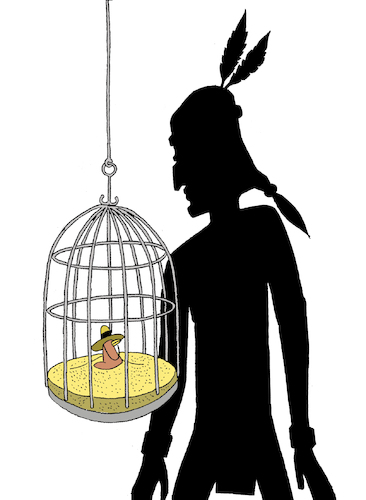 Cartoon: Indians Birdcage... (medium) by berk-olgun tagged indians,birdcage
