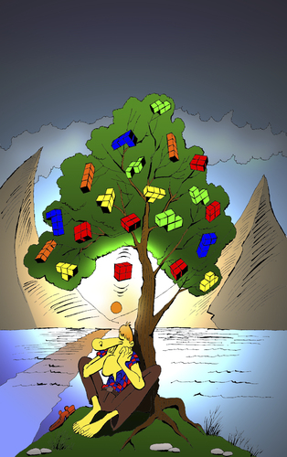 Cartoon: Isaac Tetris... (medium) by berk-olgun tagged isaac,tetris