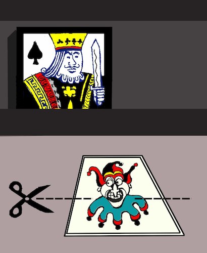 Cartoon: King vs Joker... (medium) by berk-olgun tagged cut,here