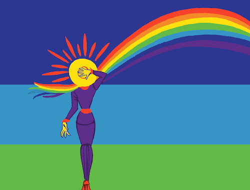 Cartoon: Lady Rainbow... (medium) by berk-olgun tagged lady,rainbow