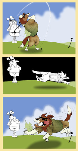 Cartoon: Lassie plays Golf... (medium) by berk-olgun tagged lassie,plays,golf