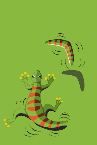 Cartoon: Lizard Boomerang... (medium) by berk-olgun tagged lizard,boomerang