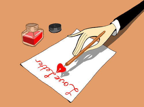 Cartoon: Love Letter... (medium) by berk-olgun tagged love,letter